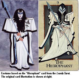 Costume recreation of "The Hierophant" card from Londa Marks’ Londa Tarot (costume by Les Roth)